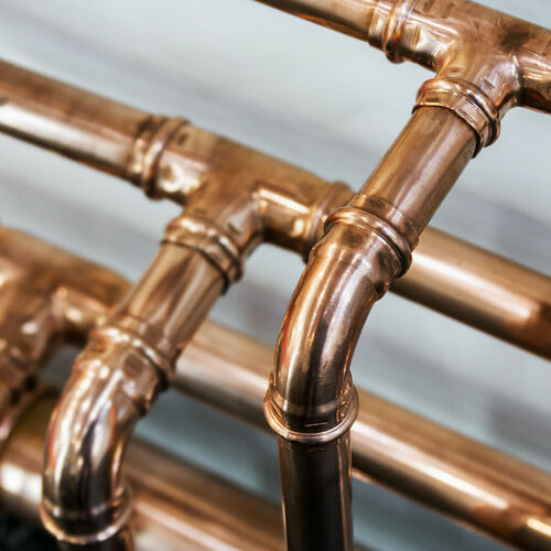 copper pipes and fittings for carrying out plumbing work.